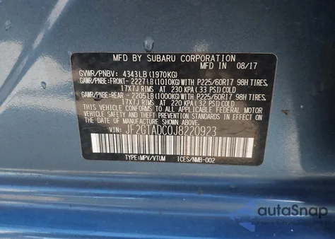 2018 Subaru Crosstrek 2.0I Premium from USA, damaged, VIN JF2GTADC0J8220923